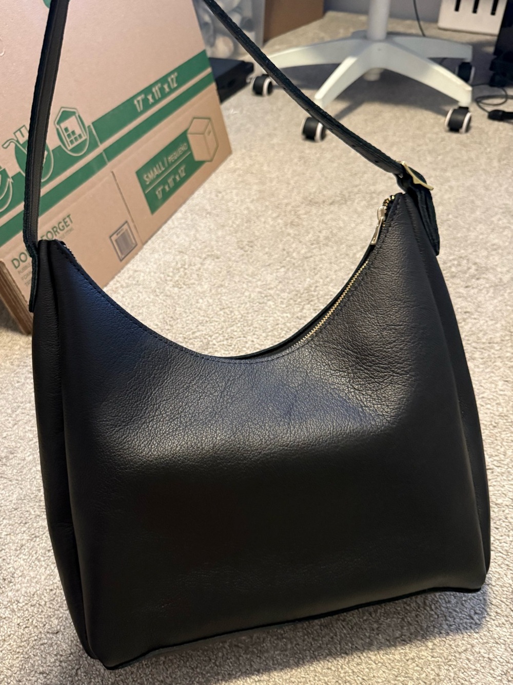 Portland Leather Aspen Shoulder Bag Black LARGE